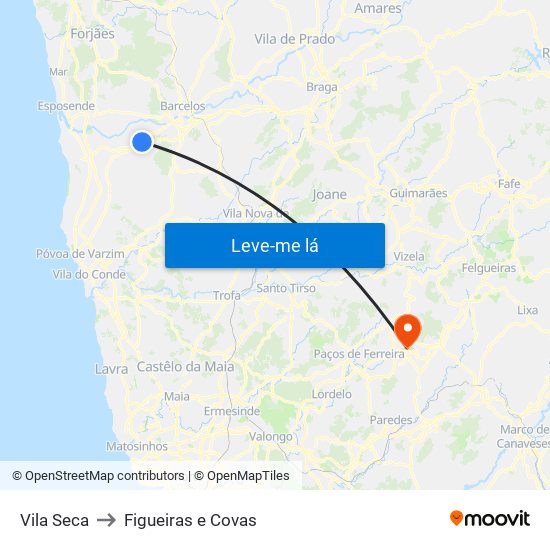 Vila Seca to Figueiras e Covas map