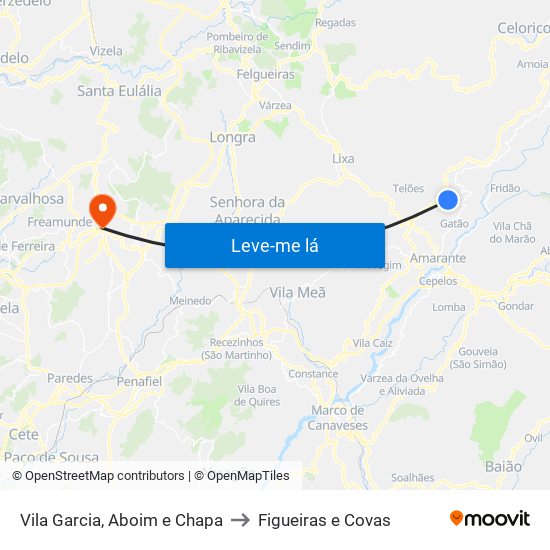 Vila Garcia, Aboim e Chapa to Figueiras e Covas map