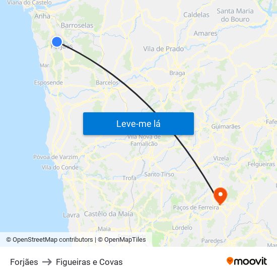 Forjães to Figueiras e Covas map