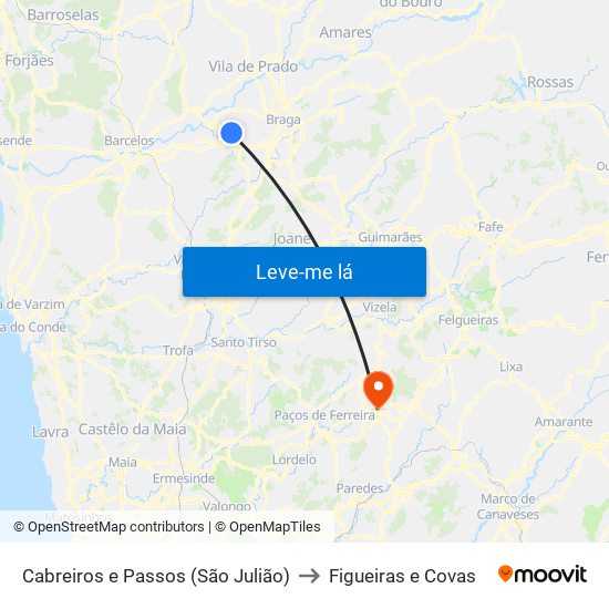 Cabreiros e Passos (São Julião) to Figueiras e Covas map