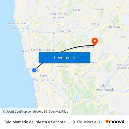 São Mamede de Infesta e Senhora da Hora to Figueiras e Covas map