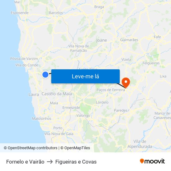 Fornelo e Vairão to Figueiras e Covas map