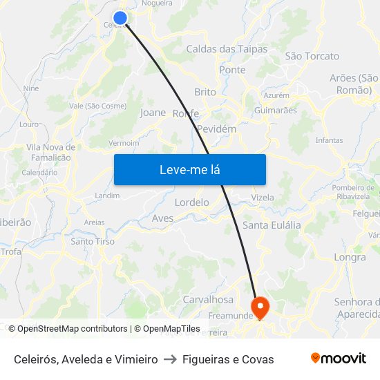 Celeirós, Aveleda e Vimieiro to Figueiras e Covas map