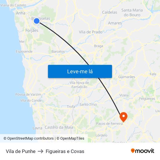 Vila de Punhe to Figueiras e Covas map
