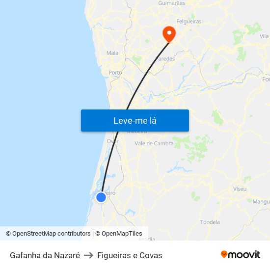 Gafanha da Nazaré to Figueiras e Covas map
