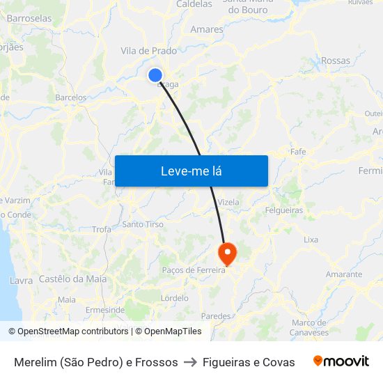 Merelim (São Pedro) e Frossos to Figueiras e Covas map