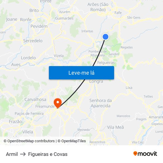 Armil to Figueiras e Covas map