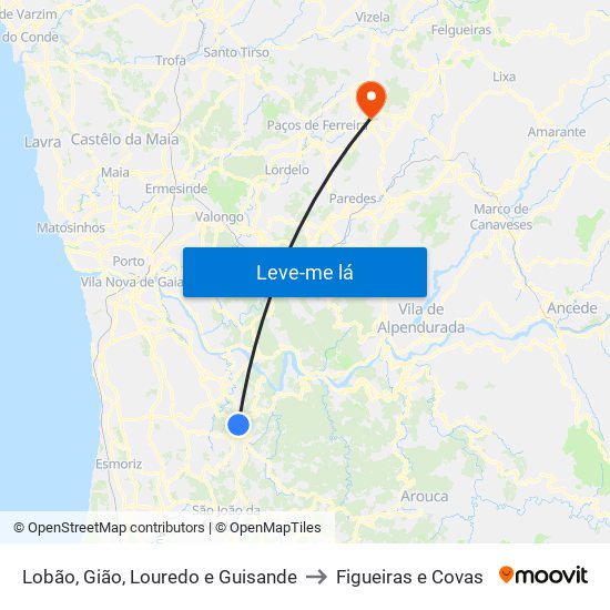 Lobão, Gião, Louredo e Guisande to Figueiras e Covas map