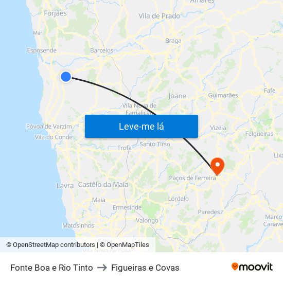 Fonte Boa e Rio Tinto to Figueiras e Covas map