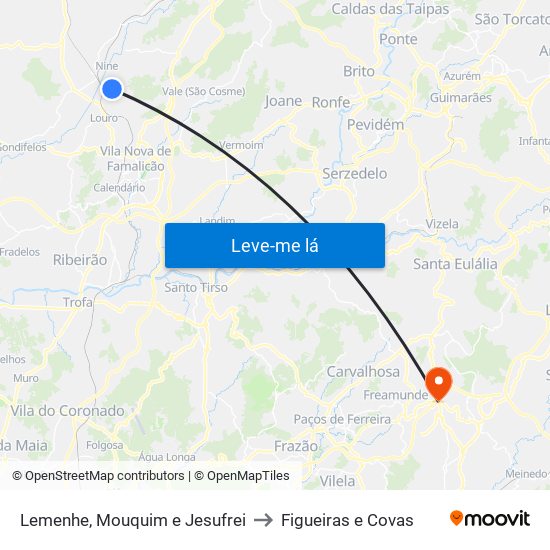 Lemenhe, Mouquim e Jesufrei to Figueiras e Covas map