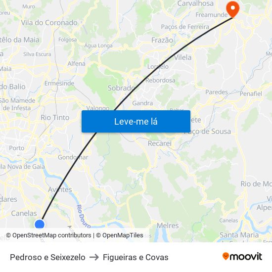 Pedroso e Seixezelo to Figueiras e Covas map