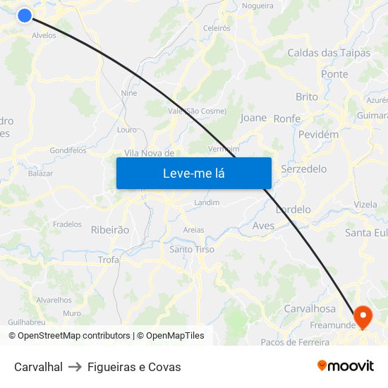 Carvalhal to Figueiras e Covas map