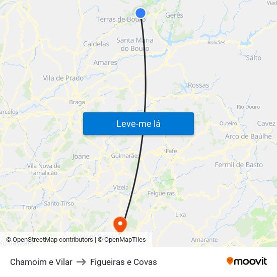 Chamoim e Vilar to Figueiras e Covas map