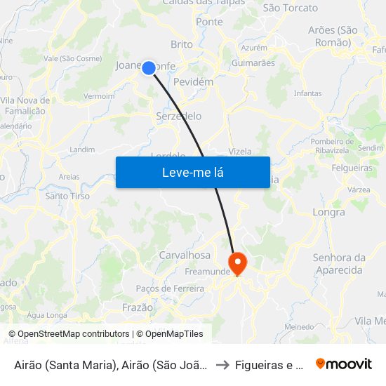 Airão (Santa Maria), Airão (São João) e Vermil to Figueiras e Covas map