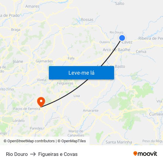 Rio Douro to Figueiras e Covas map