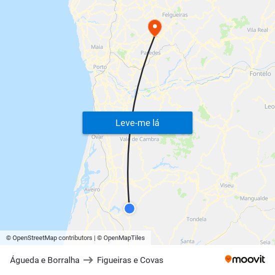 Águeda e Borralha to Figueiras e Covas map