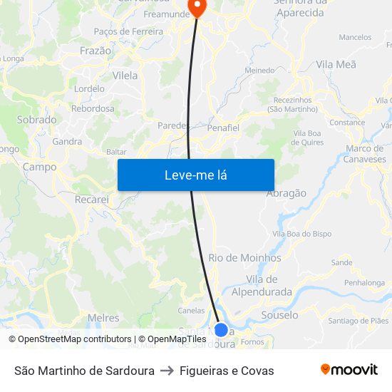 São Martinho de Sardoura to Figueiras e Covas map