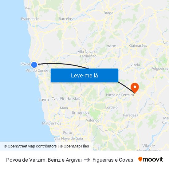 Póvoa de Varzim, Beiriz e Argivai to Figueiras e Covas map