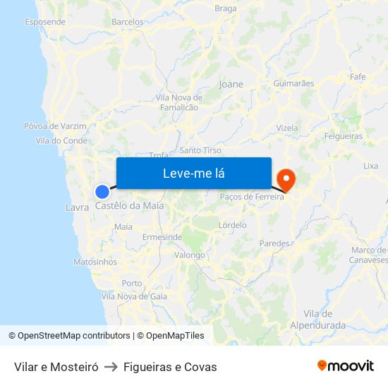 Vilar e Mosteiró to Figueiras e Covas map