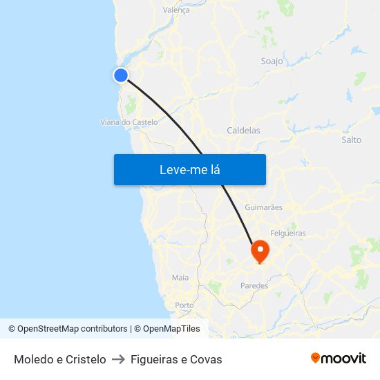 Moledo e Cristelo to Figueiras e Covas map