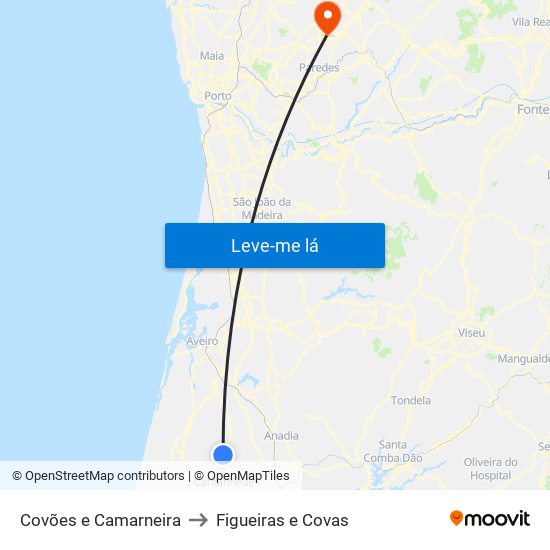 Covões e Camarneira to Figueiras e Covas map