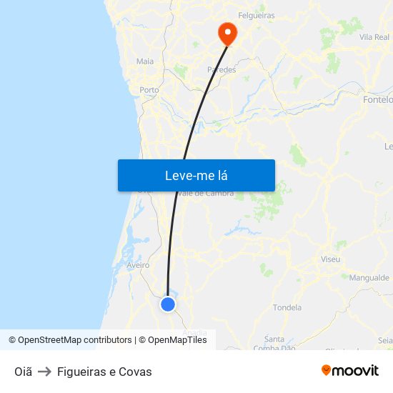 Oiã to Figueiras e Covas map