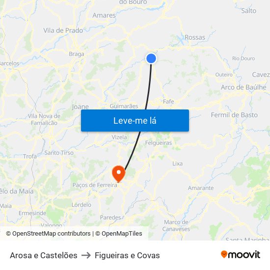 Arosa e Castelões to Figueiras e Covas map