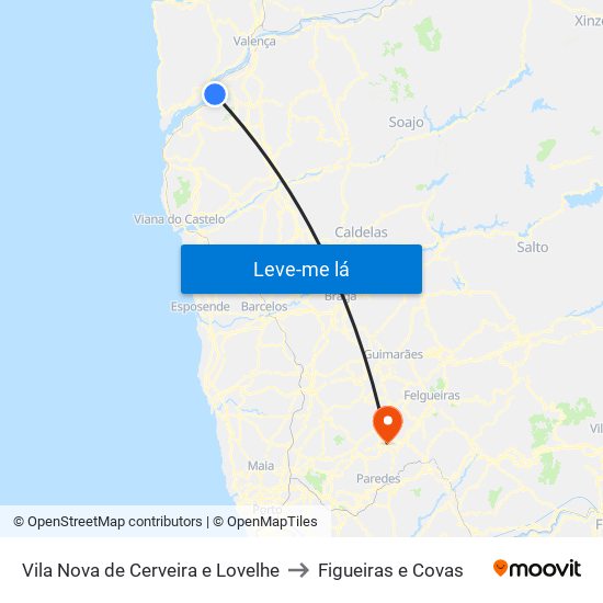 Vila Nova de Cerveira e Lovelhe to Figueiras e Covas map