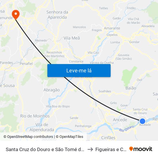 Santa Cruz do Douro e São Tomé de Covelas to Figueiras e Covas map