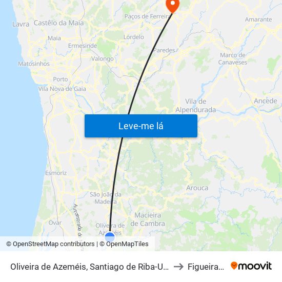 Oliveira de Azeméis, Santiago de Riba-Ul, Ul, Macinhata da Seixa e Madail to Figueiras e Covas map