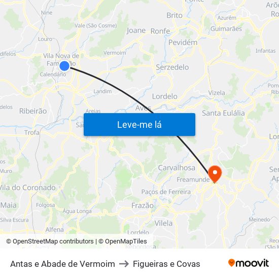 Antas e Abade de Vermoim to Figueiras e Covas map