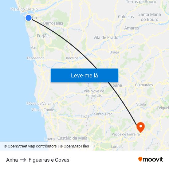 Anha to Figueiras e Covas map