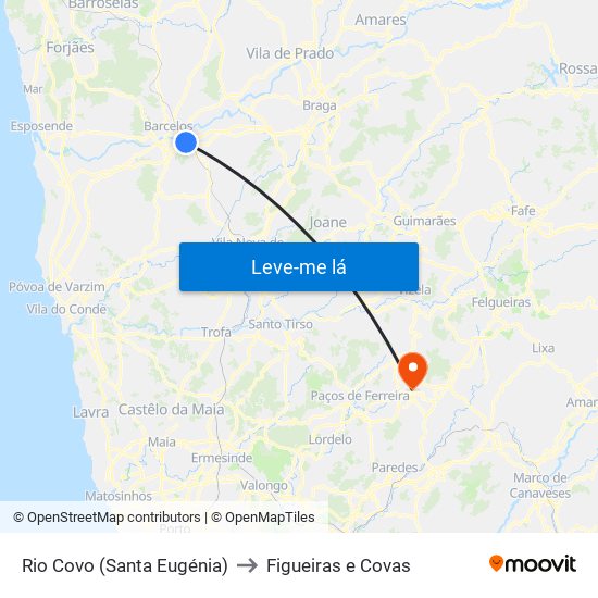 Rio Covo (Santa Eugénia) to Figueiras e Covas map