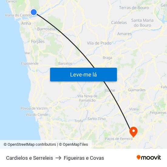 Cardielos e Serreleis to Figueiras e Covas map