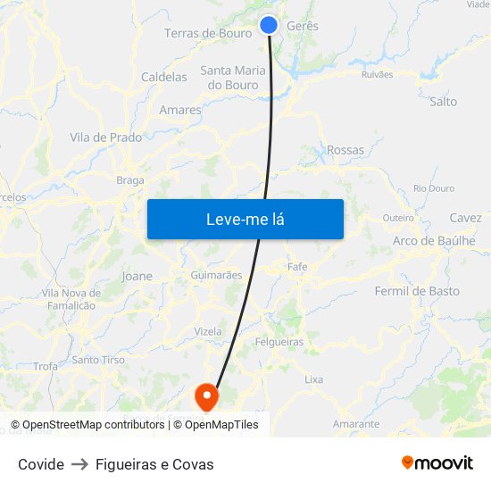 Covide to Figueiras e Covas map