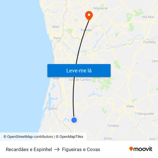 Recardães e Espinhel to Figueiras e Covas map