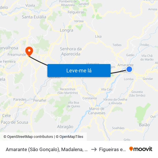 Amarante (São Gonçalo), Madalena, Cepelos e Gatão to Figueiras e Covas map