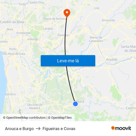 Arouca e Burgo to Figueiras e Covas map