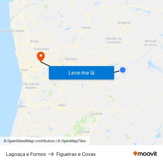 Lagoaça e Fornos to Figueiras e Covas map