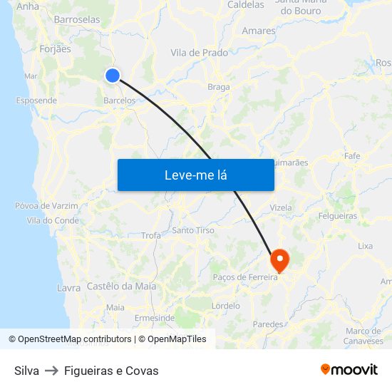 Silva to Figueiras e Covas map