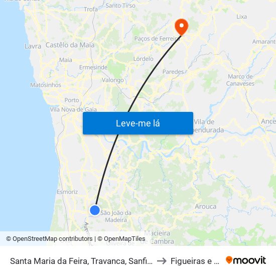 Santa Maria da Feira, Travanca, Sanfins e Espargo to Figueiras e Covas map