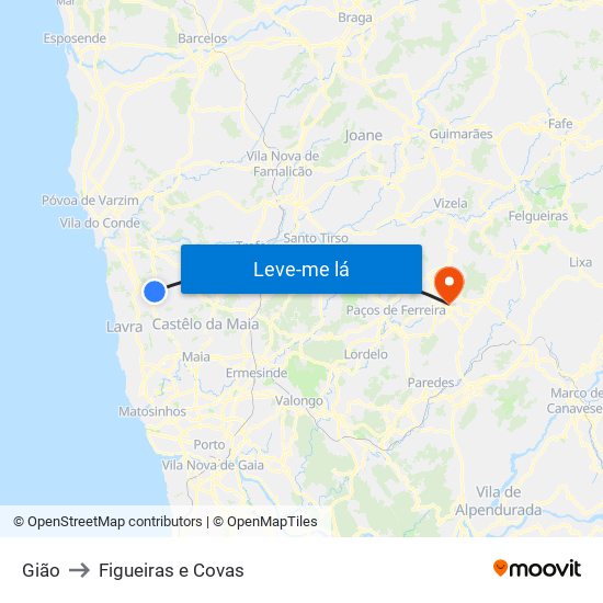 Gião to Figueiras e Covas map
