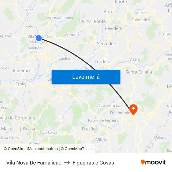 Vila Nova De Famalicão to Figueiras e Covas map