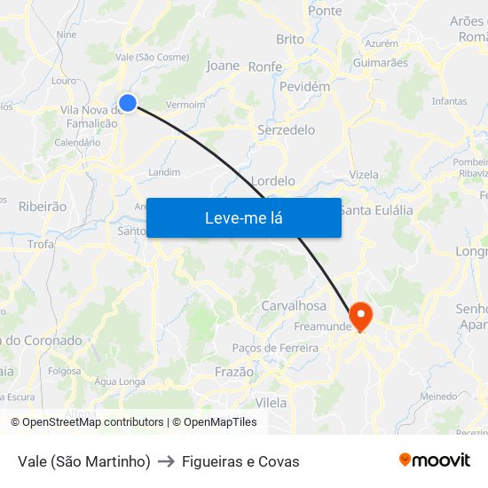 Vale (São Martinho) to Figueiras e Covas map