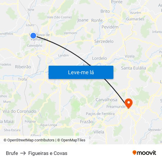 Brufe to Figueiras e Covas map