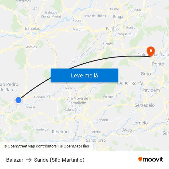 Balazar to Sande (São Martinho) map