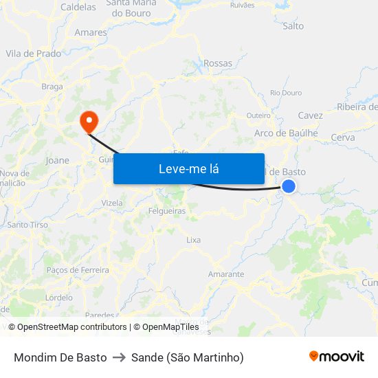 Mondim De Basto to Sande (São Martinho) map