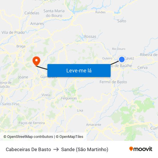 Cabeceiras De Basto to Sande (São Martinho) map