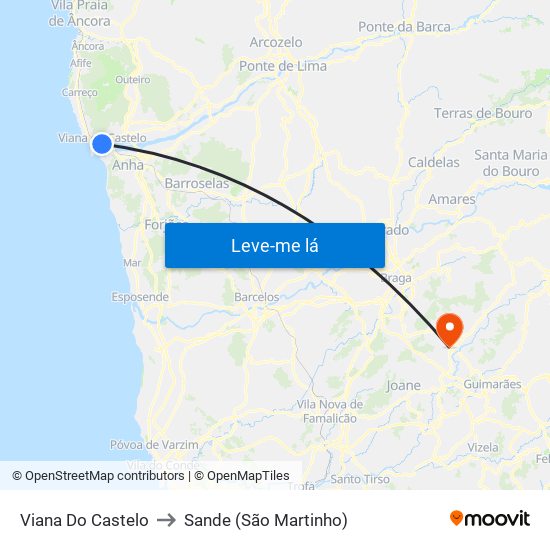 Viana Do Castelo to Sande (São Martinho) map