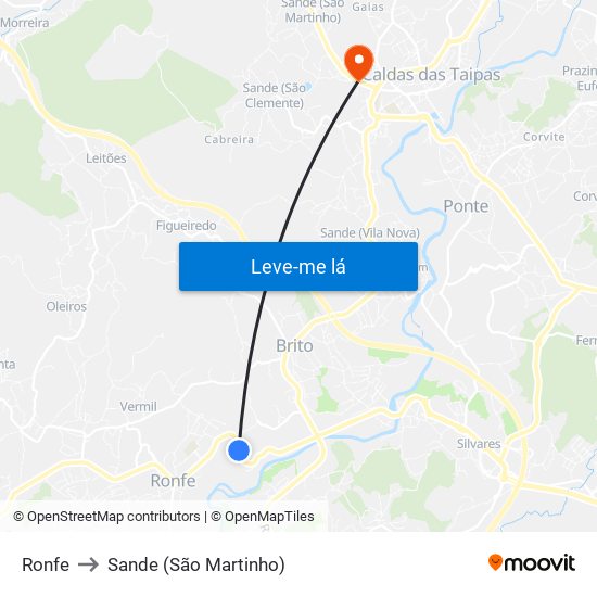 Ronfe to Sande (São Martinho) map